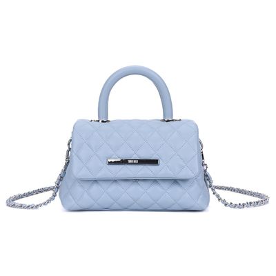 Bolsa Azul Claro Matelassê Alça Corrente Transversal