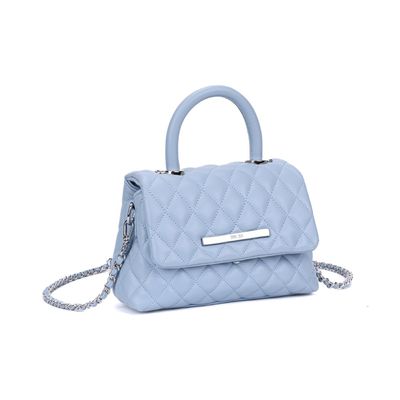 Bolsa Azul Claro Matelassê Alça Corrente Transversal