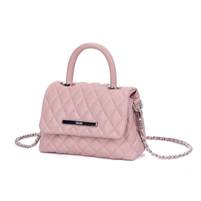 Bolsa Rose Matelassê Alça Corrente Transversal