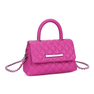 Bolsa Rosa Pink Matelassê Alça Corrente Transversal