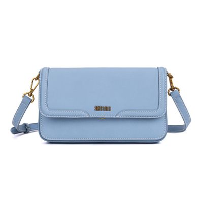 Bolsa Azul Claro Pesponto Pequena Transversal