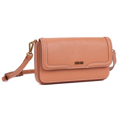 Bolsa Caramelo Pesponto Pequena Transversal