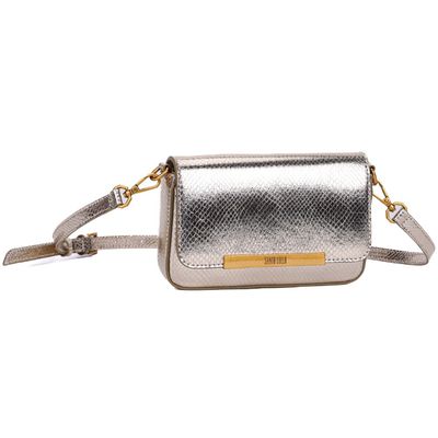 Bolsa Mini Bag Dourada Metalizada Transversal