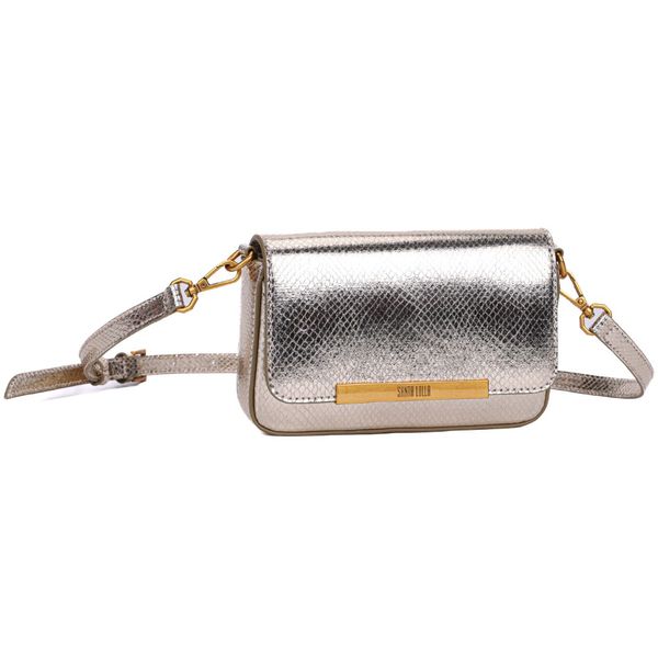 Bolsa Mini Bag Dourada Metalizada Transversal