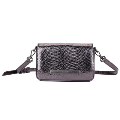 Bolsa Mini Bag Cinza Grafite Metalizada Transversal