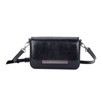 Bolsa Mini Bag Preta Metalizada Transversal