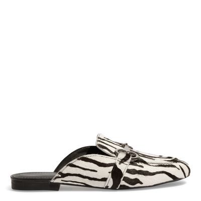 Mocassim Mule Couro Animal Print Zebra