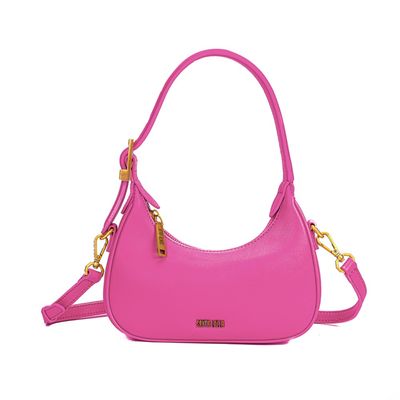 Bolsa Baguete Rosa Pink Meia Lua Alça Transversal