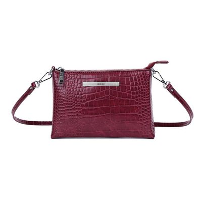 Bolsa Croco Bordô Alça Fina Transversal