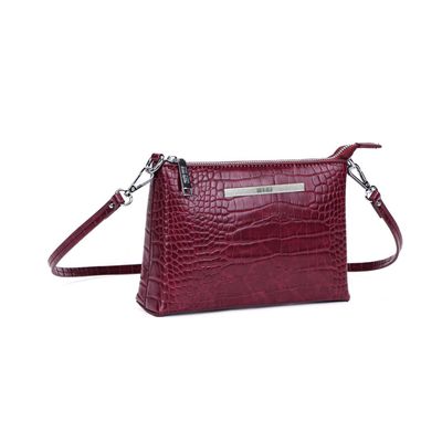 Bolsa Croco Bordô Alça Fina Transversal