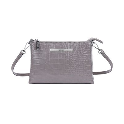 Bolsa Croco Cinza Alça Fina Transversal