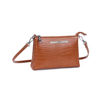 Bolsa Croco Marrom Alça Fina Transversal