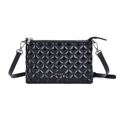 Bolsa Preta Verniz Matelassê Alça Fina Transversal