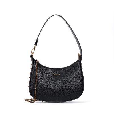 Bolsa Baguete Preta Spikes Alça Dupla Corrente