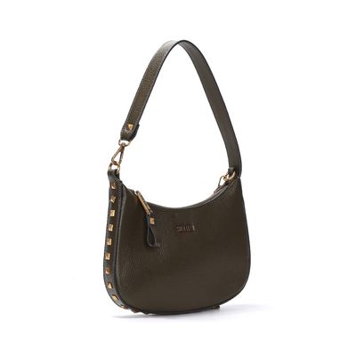Bolsa Baguete Verde Militar Spikes Alça Dupla Corrente
