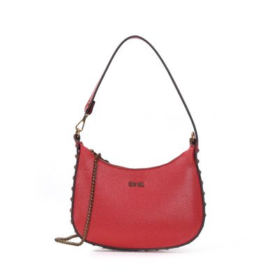 Bolsa Baguete Vermelha Spikes Alça Dupla Corrente