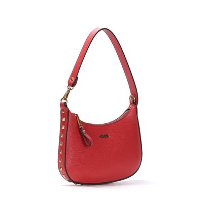 Bolsa Baguete Vermelha Spikes Alça Dupla Corrente