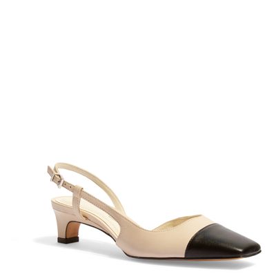 Scarpin Boneca Couro Creme Salto Baixo