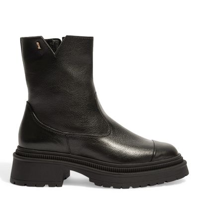 Bota Coturno  Couro Floater Tratorada Preta