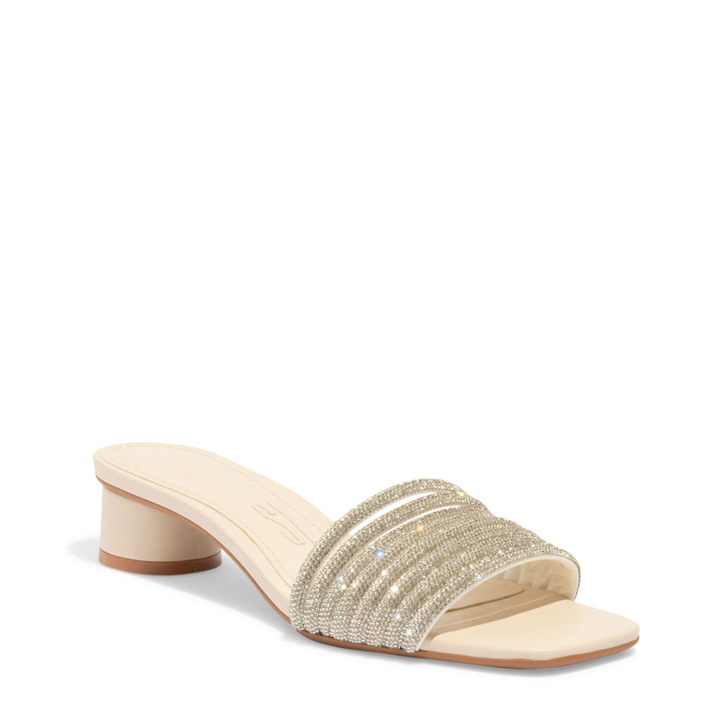 Mule Tamanco Couro Off White Strass - Santa Lolla Mule Tamanco Couro Off White Strass - Santa Lolla