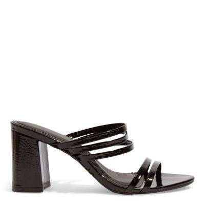 Mule Verniz Glossy Preto Salto Bloco Médio