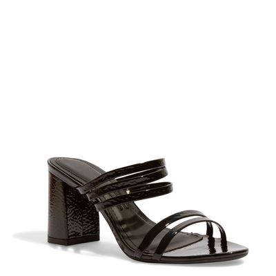 Mule Verniz Glossy Preto Salto Bloco Médio