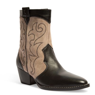 Bota Western Couro Nobre Soft Preto Salto Bloco Baixo