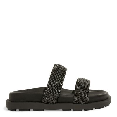 Papete Tratorada Couro Preto Brilho Strass