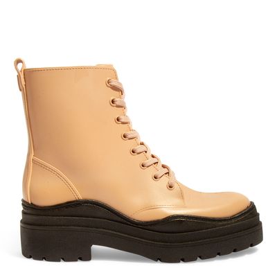 Bota Borracha Coturno Bege Tratorada