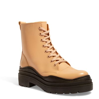 Bota Borracha Coturno Bege Tratorada