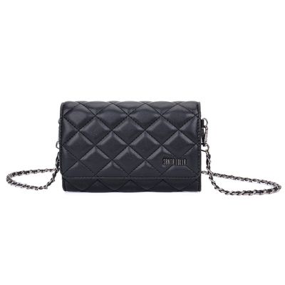 Bolsa Carteira Soft Preta Matelassê Alça Corrente