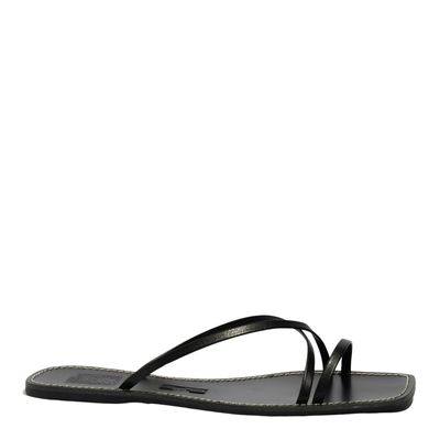 Rasteira Napa Soft Preta Bico Quadrado