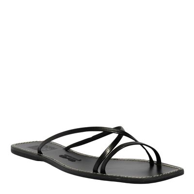 Rasteira Napa Soft Preta Bico Quadrado