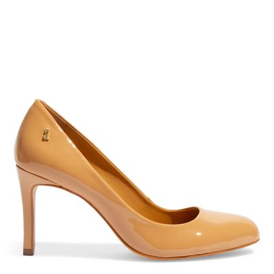 Scarpin Boneca Bico Redondo Verniz Bege