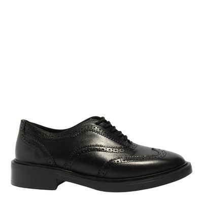 Mocassim Oxford Couro Preto Metalizado