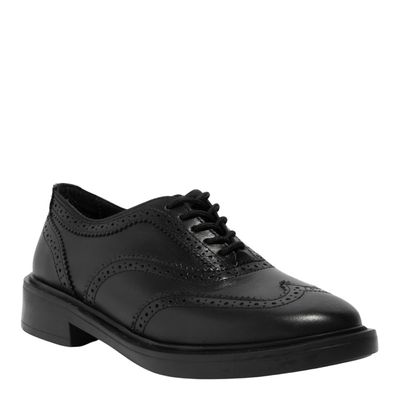 Mocassim Oxford Couro Preto Metalizado