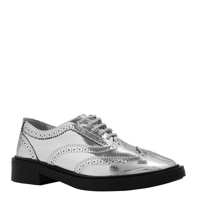 Mocassim Oxford Specchio Prata Metalizado