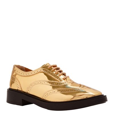 Mocassim Oxford Specchio Dourado Metalizado