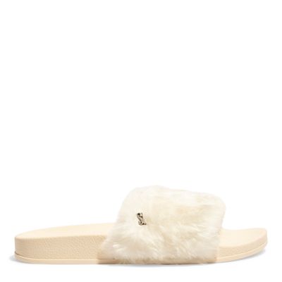 Chinelo Slide Borracha Pelúcia Off White