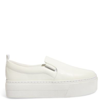 Tênis Slip On Plataforma Couro Confort Branco