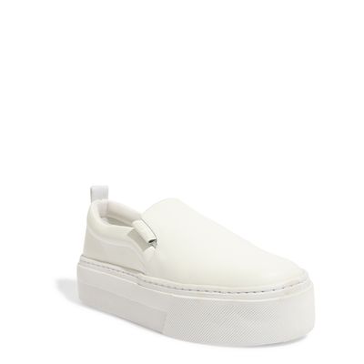 Tênis Slip On Plataforma Couro Confort Branco