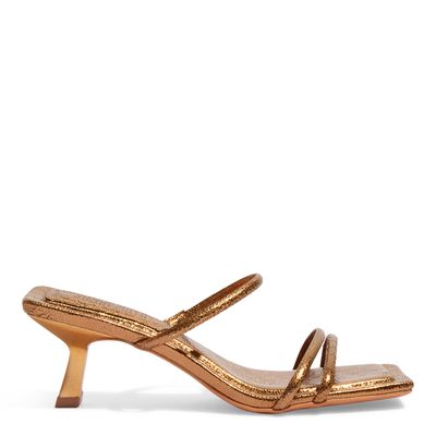 Mule Bronze Metalizado Salto Fino Baixo