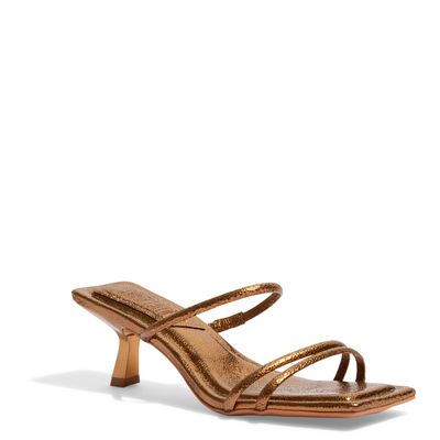 Mule Bronze Metalizado Salto Fino Baixo