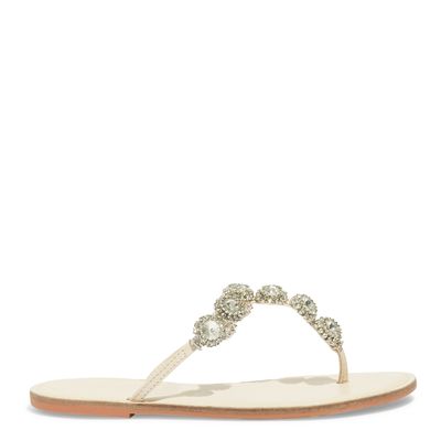 Rasteira Couro Nobre Off White Pedraria
