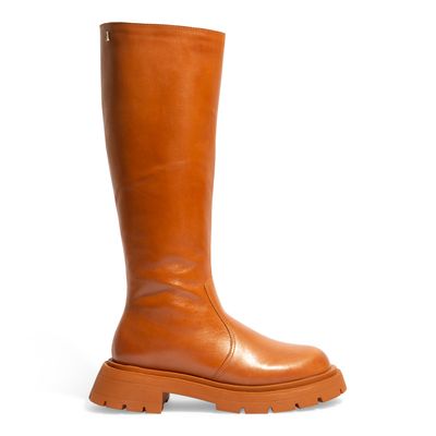 Bota Couro Nobre Soft Caramelo Cano Alto Tratorada