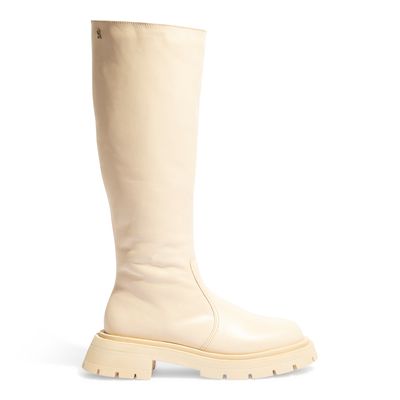 Bota Couro Nobre Soft Off White Cano Alto Tratorada