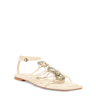 Sandália Rasteira Couro Confort Off White
