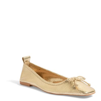 Sapatilha Tecido Splendore Dourado Bico Fino