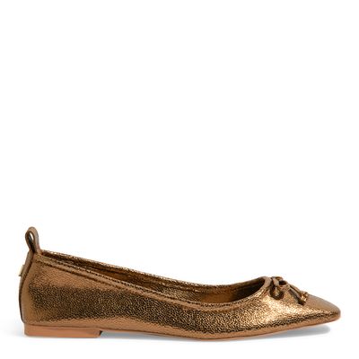Sapatilha Tecido Splendore Bronze Bico Fino