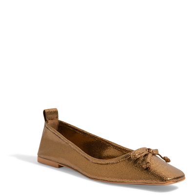 Sapatilha Tecido Splendore Bronze Bico Fino